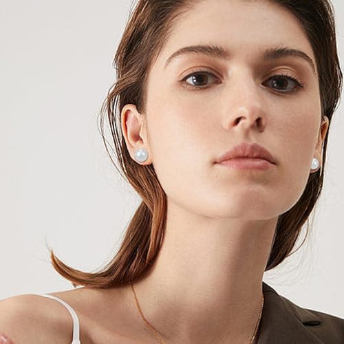 12 Pairs Colorful Pearl Stud Earrings for Women Stainless Steel Small Studs Set - color: Pearl: 10mm