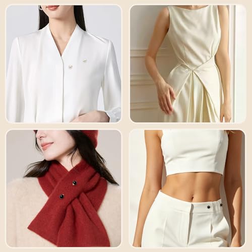8 Pcs Artificial Pearl Brooch Pins for Women Clothes Scarf Cardigan Shawl Decorative Pin Shirt Sweater Clips 2.17/2.95 inches No Sew Double-Headed Brooch Pin Set with Box (White+Black)