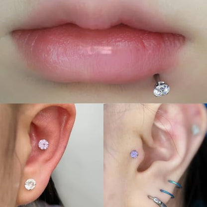 Vsnnsns 16G Lip Rings Stainless Steel Tragus Helix Conch Piercing Jewelry Snake Bite Piercing Monroe Lip Rings Labret Medusa Cartilage Lobe Earrings Studs Piercing Jewelry 6MM 8MM 10MM Silver - color: Mix Color Cz-10MM
