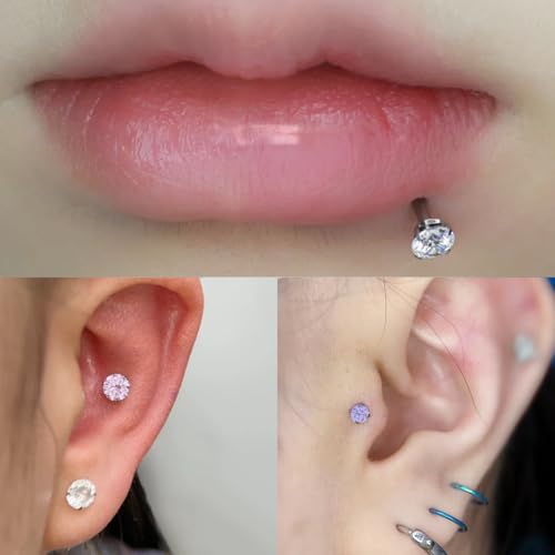 Vsnnsns 16G Lip Rings Stainless Steel Tragus Helix Conch Piercing Jewelry Snake Bite Piercing Monroe Lip Rings Labret Medusa Cartilage Lobe Earrings Studs Piercing Jewelry 6MM 8MM 10MM Silver - color: Mix Color Cz-6MM