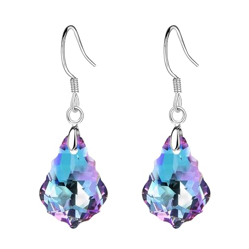Austrian Crystal Baroque Drop Dangle Earrings for Women 925 Sterling Silver Hook Hypoallergenic Jewelry - color: Vitrail Light