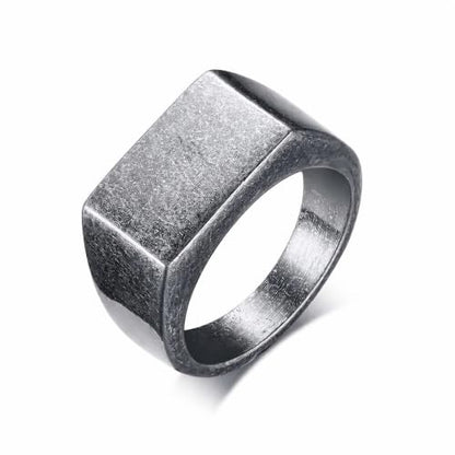 MYNENEY Stainless Steel Square Shape Signet for Men Statement Ring - color: 10x16mm Retro