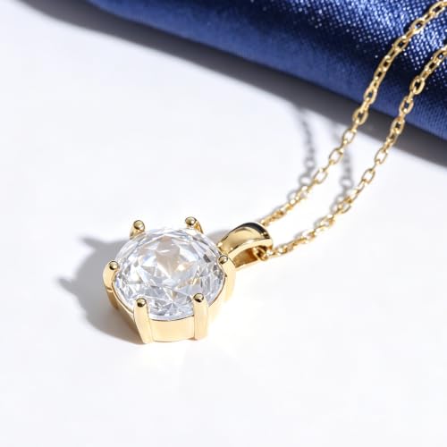 Cubic Zirconia Necklace Stainless Steel Color Change Synthetic Alexandrite/Solitaire Necklace Pendant Women - color: Round-Rose cut cz-G