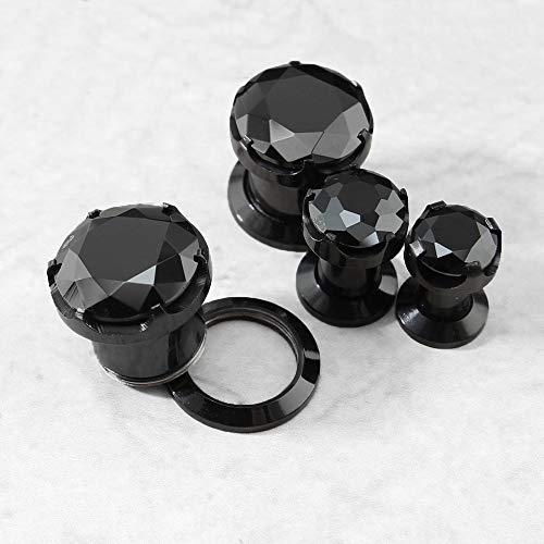 ZS 316L Stainless Steel Screw-Fit Ear Tunnel AAA+ Cubic Zirconia Ear Gauges | External Threaded Flesh Tunnels Plugs Ear Expander Stretcher Piercing Jewelry for Women Men - color: Black CZ, size: 7/16"(11mm)