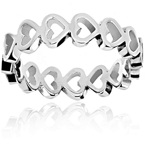 West Coast Jewelry ELYA Women's Open Heart Infinity Ring (5mm) | Crafted in solid stainless steel, this ring resists tarnish and stands up to daily wear, with a heart motif, at 5 mm wide.