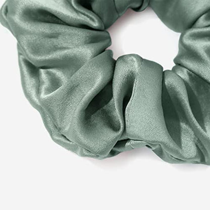 LILYSILK Silk Hair Scrunchies for Frizz & Breakage Prevention 100% Mulberry Silk Hair Ties No Damage Elastic Silk Ponytail Holders, 1Pc, Avocado Green - color: Avocado Green
