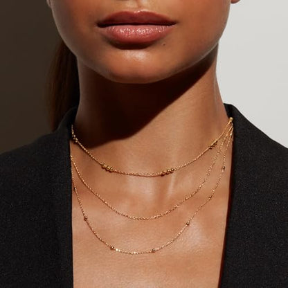 Milla Triple Necklaces for Women, Trendy Trpiple Chain Necklace Set | Stylish Gold Necklace Stack and Silver Layered Necklaces for Women made with 14K Gold Plated and Silver Plated Materials - color: Triple Cable Chain / Gold