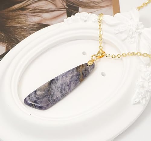 Nature Stone Necklaces for Women Boho Pendant Necklace 18K Gold Chain Necklaces - color: White Blue
