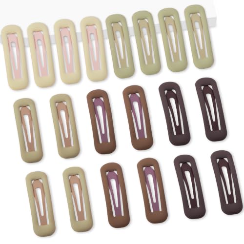 20 PCS Small Rectangle Hair Barrettes For Women Non Slips Snap Clips For Thin Fine Hair,Matte Brown Green Yellow,1.97 x 0.55Inch - color: Matte Brown Green Yellow