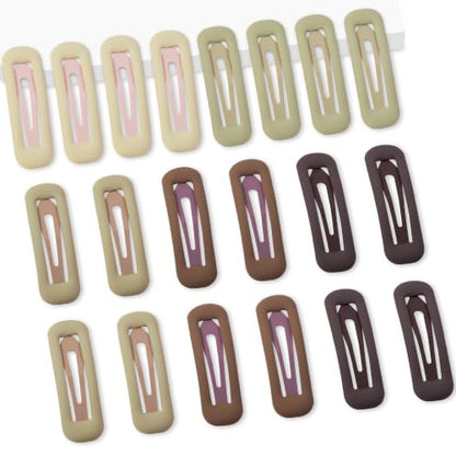 20 PCS Small Rectangle Hair Barrettes For Women Non Slips Snap Clips For Thin Fine Hair,Matte Brown Green Yellow,1.97 x 0.55Inch - color: Matte Brown Green Yellow
