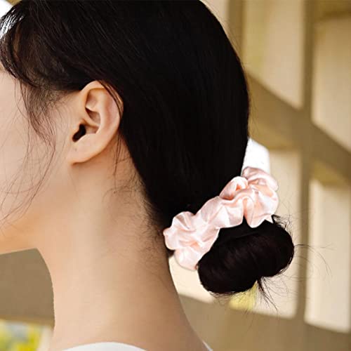 12 Pcs Pink Satin Hair Scrunchies For Women Girls, Elastic Skinny Hair Ties | Soft Satin Fabric, Gentle Hold, Stretchy Elastic, Blush Pink Gifts, For Daily Wear, Sleep, Parties, Gifting - color: 12Pcs Blush