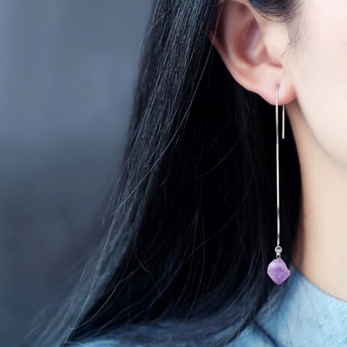 20Pcs Natural Irregular Amethyst Rock Stone Pendants Healing Crystal Chakra Gemstone Charms for Jewelry Making Hole: 4x4mm - color: 2-Purple Amethyst-Nugget