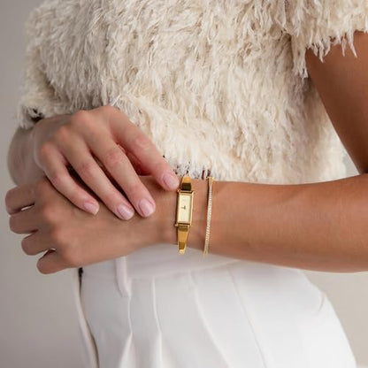 Bangle Bracelets for Women, Dainty Delicate Stacking CZ Diamond Bracelet, 18K Gold Plated Silver, Gold Jewelry, Mother’s Day Gifts for Mom - style: 05-Gold Diamond Tennis