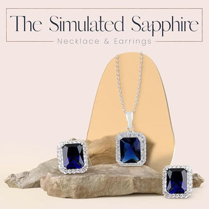 Jewelry Sets for Women Costume Jewelry Sets Wedding Jewelry Set with Necklace and Earring for Bride Bridesmaid Jewelry - color: Blue
