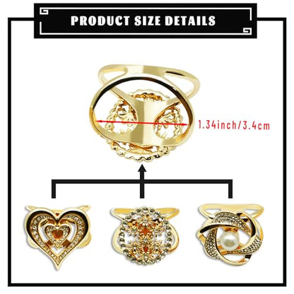 3pcs Elegant Rhinestone Daisy FLowers Scarf ring Buckle for Lady Heart Crystal Rhinestone Scarves Clip Buckle for women - color: Scarf clip O-3PCS