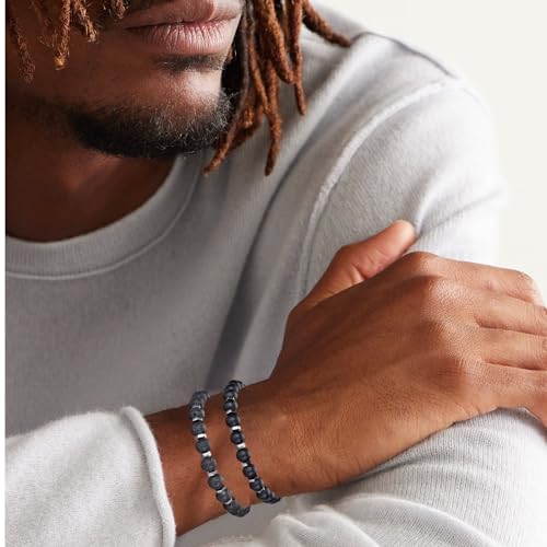 RANKEEF Tiger Eye Bracelet For Men 8MM Natural Stone Stretch Adjustable Black Crystal Beaded Bracelet for Men Women Gifts - color: 2,black bracelet