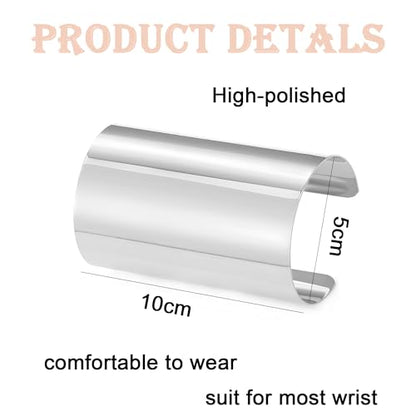 2Pcs Cuff Bangle Bracelet for Women Open Wide Wire Bracelets Gold Wrist Cuff Wrap Bracelet Adjustable - color: Silver1