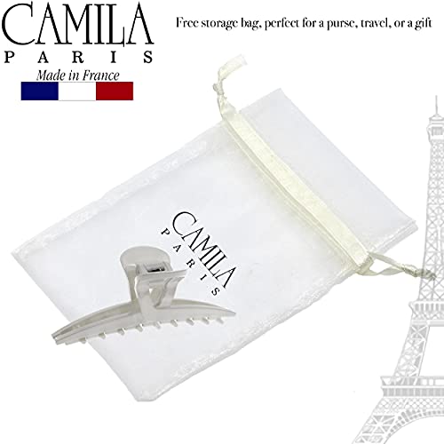 Camila Paris CP3227 French Hair Clip for Women, Narrow, Strong Hold Grip Double Teeth Girls Hair Claw Clips Jaw, Fashion Durable Styling Hair Accessories for Women, Made in France - color: Gray 4"