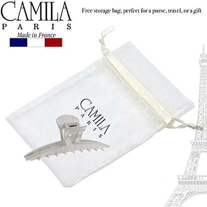 Camila Paris CP3227 French Hair Clip for Women, Narrow, Strong Hold Grip Double Teeth Girls Hair Claw Clips Jaw, Fashion Durable Styling Hair Accessories for Women, Made in France - color: Gray 4"