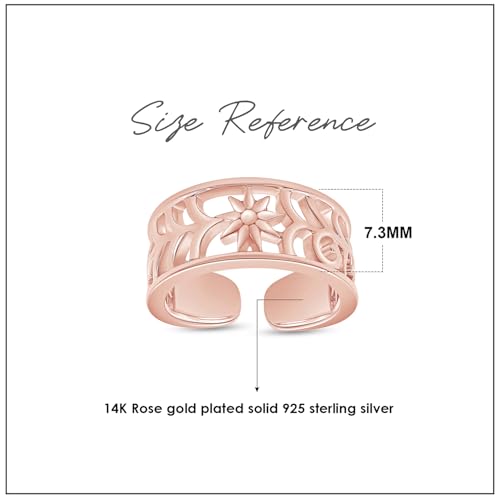 Adjustable Flower Toe Ring for Women | Metal: Sterling Silver - color: rose-gold