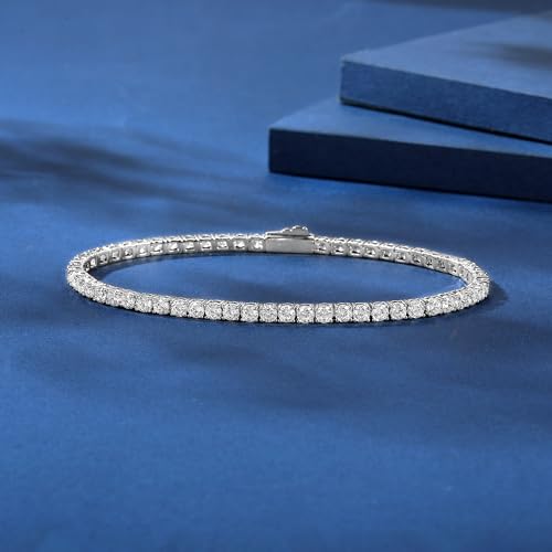3/4/5mm Tennis Bracelet, 18k White Gold Plated 3MM/4MM/5MM Iced Out Round Cubic Zirconia Tennis Bracelet for Women Men 6.5/7/7.5 Inches - color: 3MM White Gold, size: 7 inch