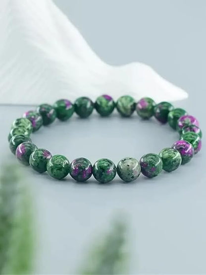 Red Green Natural Stone Bracelet - Quartz Lava Tiger Eye Beads for Women Men, Adjustable Yoga Stress Relief Jewelry, Creative Couple Gift