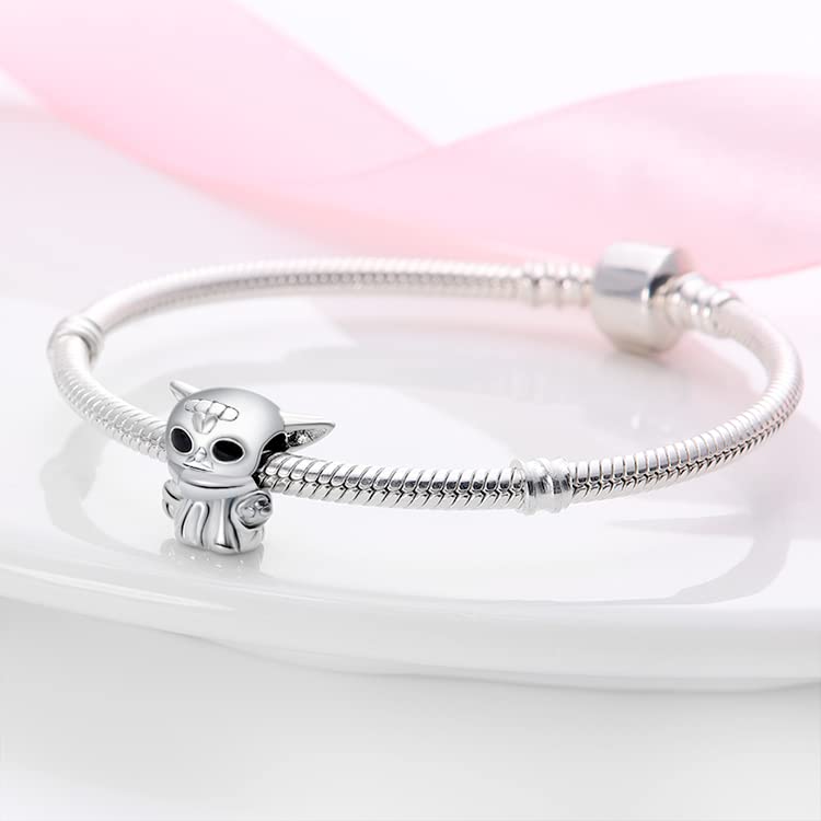LIGHTDOG 925 Sterling Silve Charms fits Pandora Bracelets Necklace,5A Zircon Dangle Pendant Bead,Mother's Day Gift Jewelry Beads for Women - style: Yoda Charm
