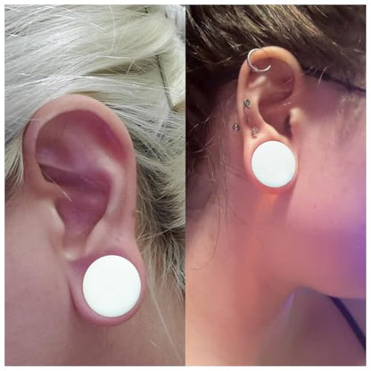 6G-26mm Acrylic Plastic Ear Gauges Tunnels Stretching Kit Double Flared Plugs Tunnels Expanders Stretcher Saddle Gauges Earrings for Men Women Black White Clear - color: White 6G-26mm