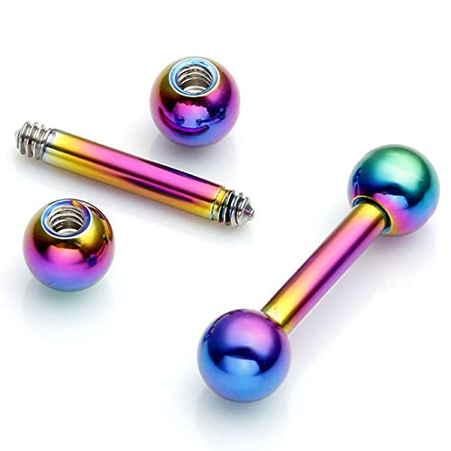 Zysta 4 Pairs Stainless Steel 14/16G Mixed Colors Body Piercing Barbells 6-16mm Post Studs Earring NippleTongue Helix Tragus Cartilage Labret Medusa Lip Eyebrow Straight Bar Ball Screw … - color: 4mm Ball,8mm Post