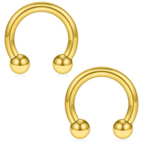 SCERRING 12PCS 10-14mm Stainless Steel Nose Horseshoe Hoop Rings Eyebrow Lip Ear Tragus Septum Piercing Hanger Retainer 16G 14G 12G - style: 12G - Inner Dia. 10mm