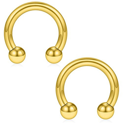 SCERRING 12PCS 10-14mm Stainless Steel Nose Horseshoe Hoop Rings Eyebrow Lip Ear Tragus Septum Piercing Hanger Retainer 16G 14G 12G - style: 12G - Inner Dia. 10mm