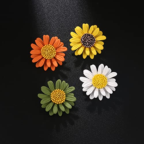 Multicolor Cute Daisy Flower Brooch Pins, Plant Sunflower Suit Lapel Pin,Pink Yellow White Sun Flower Dress Neckline Pin Enamel Charm Daisy Coat Collar Brooch for Women Girls Men Jewelry Gifts - color: A orange