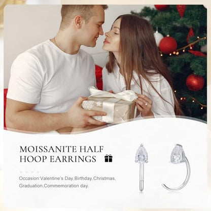 925 Sterling Silver Moissanite Huggie Half Hoop Earrings for Women - style: style 4