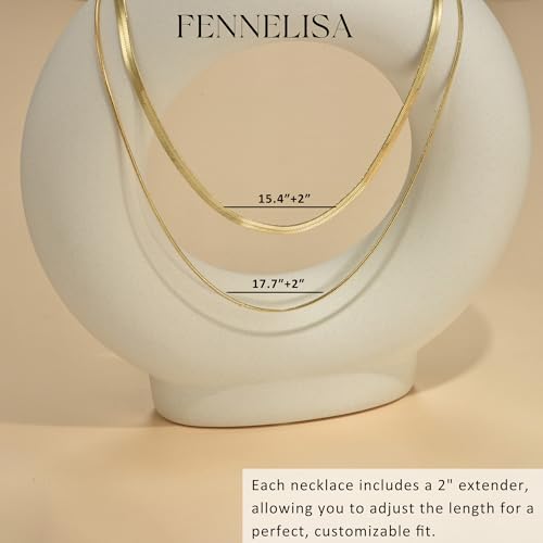 3PCS Gold Necklaces for Women,Chunky Statement Gold Plated Necklace Stack Layered Sterling Silver Herringbone Chains for Women Dainty Trendy Silver Chains Stacked Jewelry Gifts - color: Gold 2pc Chain