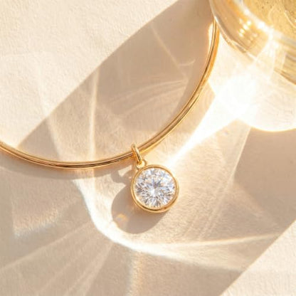 Gold Choker Necklace Dainty 14K Gold Plated Collar Necklace with Cubic Zircon Pendant Necklaces Fashion Minimalist Summer Crystal Collar Necklaces Boho Jewelry - style: CZ Round