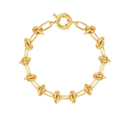 SOFYBJA 18k Gold Plated Personalized Chunky Cuban Oval Link Chain Bracelets for Men Toggle Rope Bracelet Jewelry for Women - style: Knot Chain Link Bracelet