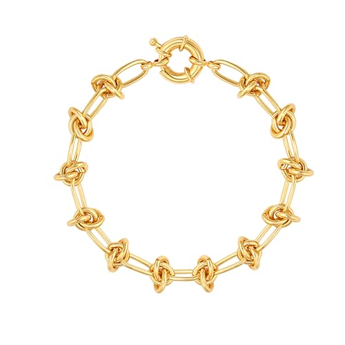SOFYBJA 18k Gold Plated Personalized Chunky Cuban Oval Link Chain Bracelets for Men Toggle Rope Bracelet Jewelry for Women - style: Knot Chain Link Bracelet