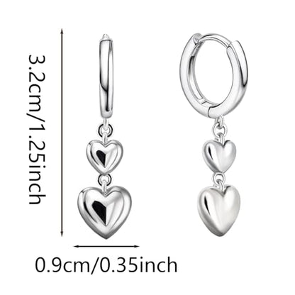 Heart Earrings for Women Girls-Sterling Silver Heart Dangle Hoop Earrings with Charm Love Huggie Hoop Earrings Hypoallergenic Delicate Jewelry Gifts for Women Girls Birthday - color: Double Heart Hoop Earrings