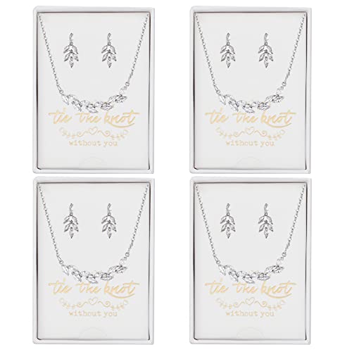 DHQH Bridesmaid Earrings Necklace Set Proposal Gifts Set for Women Leaf Pendant Necklace set of 4/6 Wedding Jewelry - color: XL00106-4set