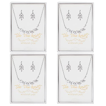 DHQH Bridesmaid Earrings Necklace Set Proposal Gifts Set for Women Leaf Pendant Necklace set of 4/6 Wedding Jewelry - color: XL00106-4set