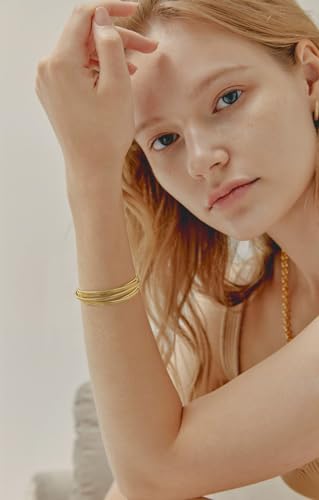 Gold Cuff Bracelet for Women Chunky Multi-layer Cross Wire Open Bracelet Hollow Wide Cuff Bracelets Adjustable Gold Open Cuff Bangle Bracelet - color: Wire Hollow Matte Gold Bracelet