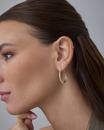 PAVOI Clicker Hoop Earrings for Women & Men, 14K Gold Plated Hinged Huggies | Hypoallergenic Titanium Piercing Earrings, Piercing Jewelry Cartilage Helix Nose Ring Tragus Rook Septum 16-18-20 Gauges - color: Yellow Gold, size: 20 Gauge 10mm