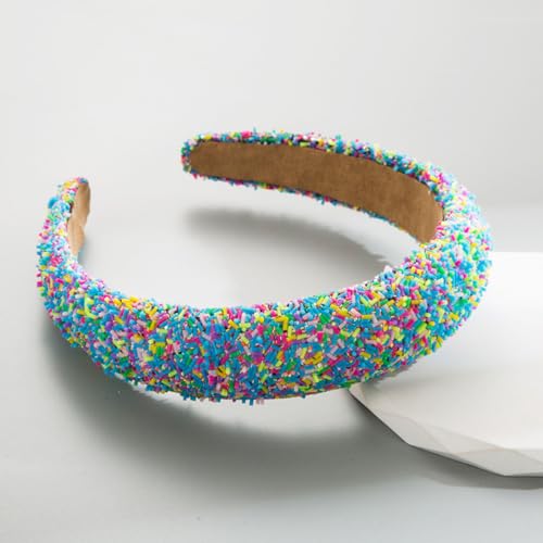 Padded Headbands for Women Non Slip Headband Wide Fashion Womens Headbands Cute Hair Bands Hair Hoops Hair Glitter Birthday Hair Accessories for Girls - color: Blue