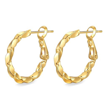 Women Hoop Earrings Lightweight 18K Gold Plated Chunky Hoops Earring Daily Jewelry - style: Hoops 9
