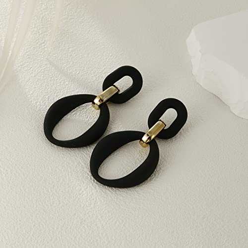 RUOFFETA Acrylic Rectangle Earrings, Fashion Acrylic Square/Oval/Hoop Statement Drop Earrings for Women - color: Black Oval