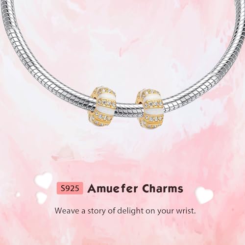 S925 Bead Pendant Charms for Bracelets Necklaces, Compatible with Pandora, Jewelry Making DIY - style: Gear Positioning Clip 14K Gold Plated