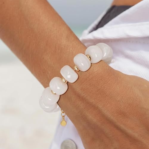 Beaded Bracelets Multicolor Acrylic Resin Beads Bracelet for Women - color: White