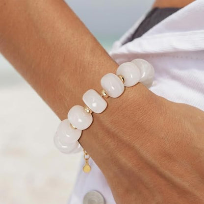 Beaded Bracelets Multicolor Acrylic Resin Beads Bracelet for Women - color: White