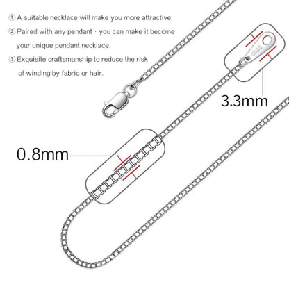 925 Sterling Silver Chain Necklace for Women 0.8mm Box Chain, Italian Necklace Chain, Super Strong & Thin & Long16/18/20/22/24 Inches - color: White Gold, size: 17 Inch