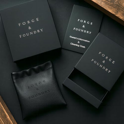 Forge & Foundry Men's Adjustable Black Leather Bracelet | Genuine Woven Leather with Snap Clasp | Design-Led, Artisan Jewelry from London [Navarro] - color: Silver - Single Strand, size: Medium